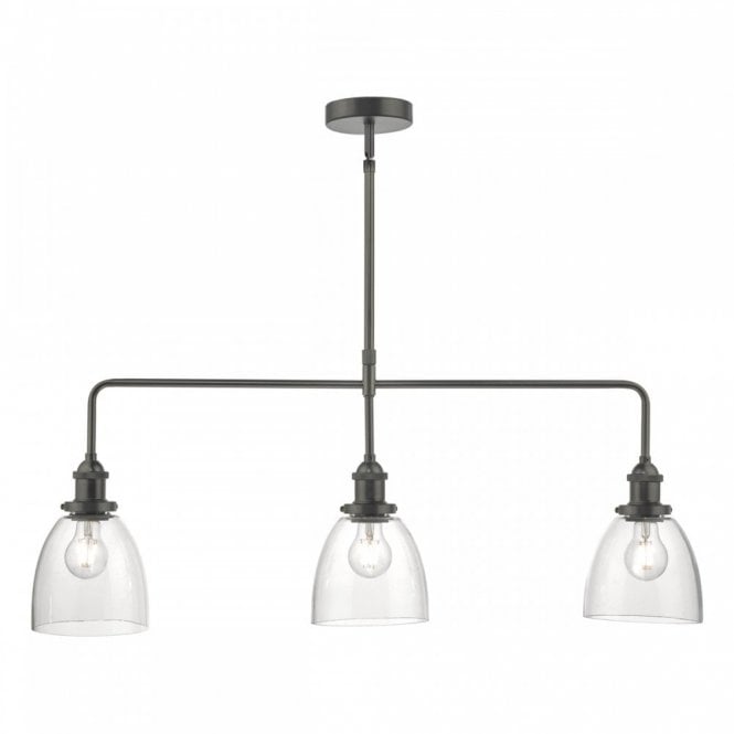 ARVIN 3 light pendant bar in antique chrome with clear glass shades