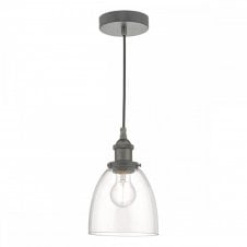 ARVIN antique chrome and clear glass single ceiling pendant