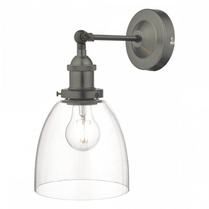 ARVIN industrial antique chrome and clear glass single wall light