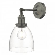 ARVIN industrial antique chrome and clear glass single wall light