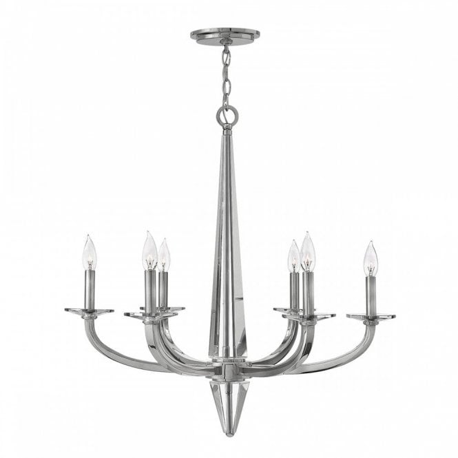 ASCHER 6 Light Ceiling Chandelier Light in Polished Nickel