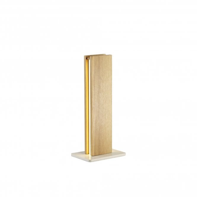 ASHER LED modern table lamp in oak finish with 3 year warranty