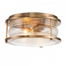 ASHLAND Bay 2 Light Flush Mount in Brass with Clear Seeded Glass