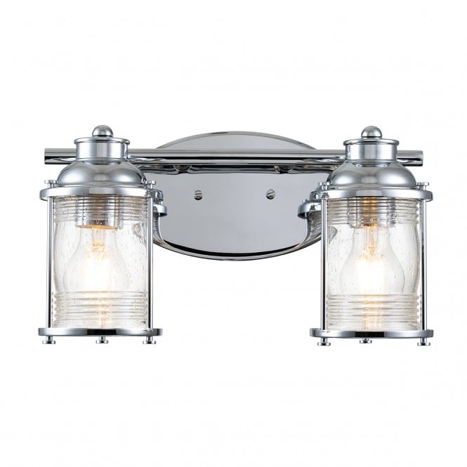 ASHLAND Bay 2 Light Wall Light in Polished Chrome with Clear Seeded Glass