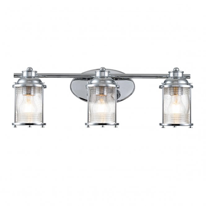 ASHLAND Bay 3 Light Wall Light in Polished Chrome with Clear Seeded Glass