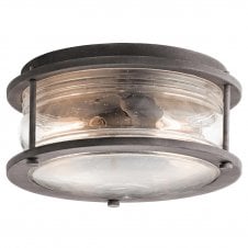 ASHLAND BAY exterior flush fit light in weathered zinc with clear seeded glass