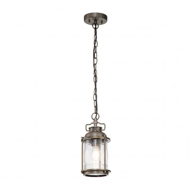 ASHLAND BAY exterior pendant in burnished bronze with clear seeded glass