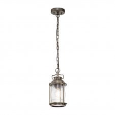 ASHLAND BAY exterior pendant in burnished bronze with clear seeded glass
