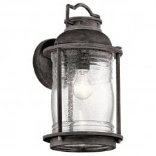 ASHLAND BAY exterior wall lantern in weathered zinc with clear seeded glass (large)