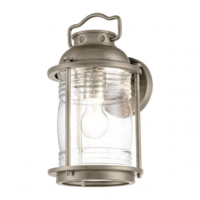 ASHLAND Bay Medium Wall Lantern In Brass, Aluminium And Clear Seeded Glass