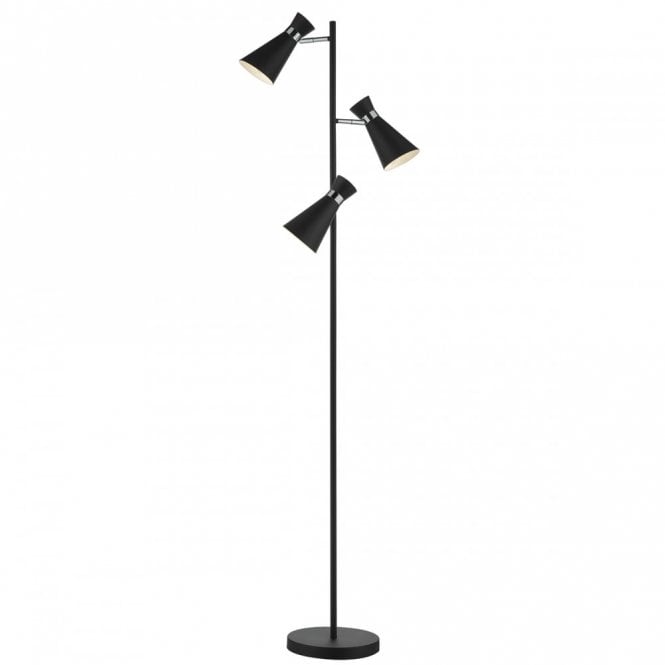 ASHWORTH 3 light matte black and chrome floor lamp