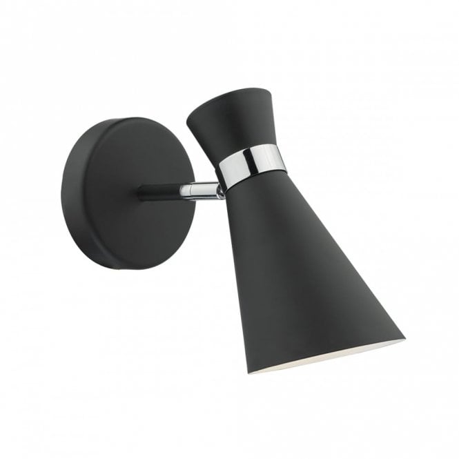 ASHWORTH contemporary black and polished chrome wall light