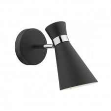 ASHWORTH contemporary black and polished chrome wall light