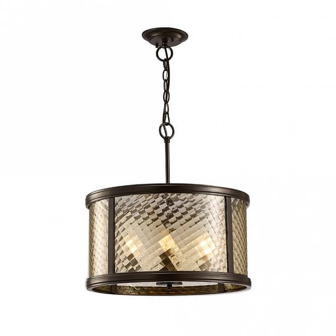 ASIA oiled bronze and glass 4 light ceiling pendant