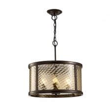 ASIA oiled bronze and glass 4 light ceiling pendant