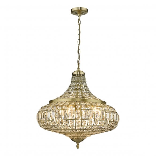 ASMARA Crystal Ceiling Pendant Light - Antique Brass