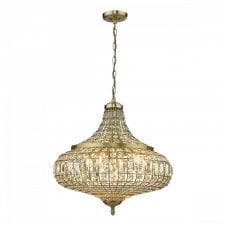 ASMARA Crystal Ceiling Pendant Light - Antique Brass