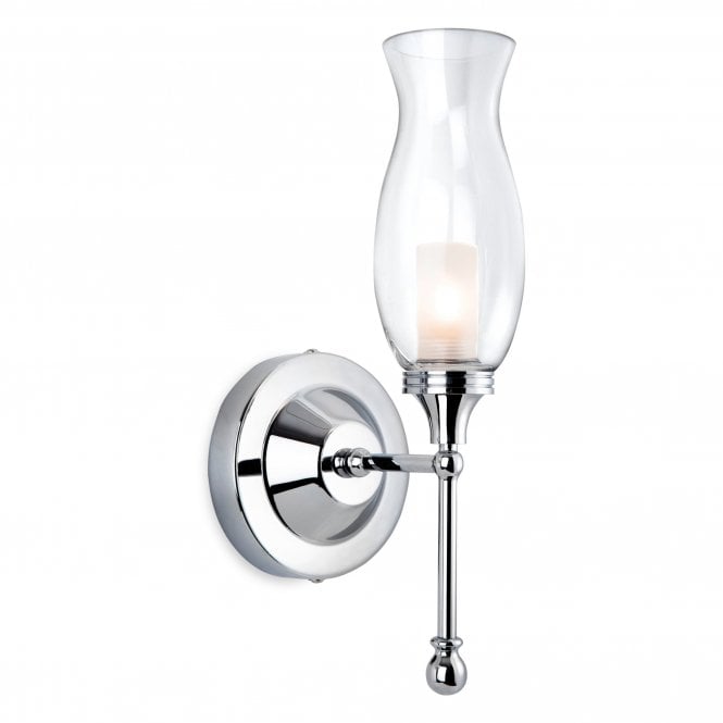 ASTON chrome bathroom wall light with clear glass