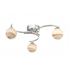 3 Light Semi Flush Ceiling Light Chrome Planet Glass Globes