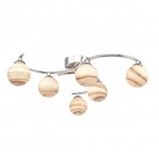 ATIYA 6 Light Semi Flush Ceiling Light Chrome with Planet Style Glass