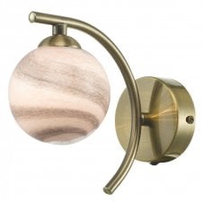 ATIYA Antique Brass Wall Light with Planet Style Glass