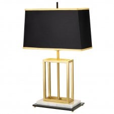 ATLAS brushed brass rectangular frame table lamp with shade