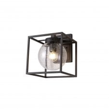 ATLAS Outdoor Wall Light, Clear Seeded Glass Globe Shade with Anthracite Angular Shade, IP54