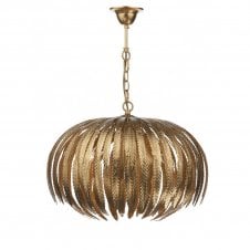 ATTICUS gold ceiling light, leaf design pendant