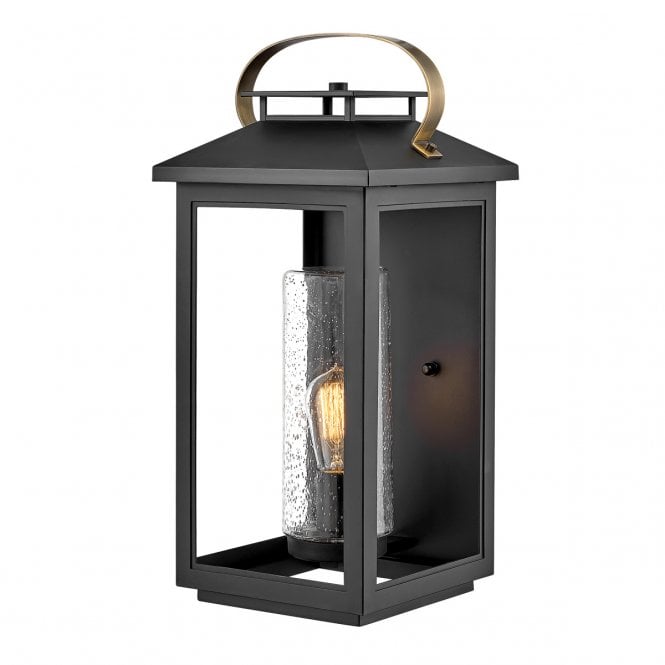 ATWATER Large Wall Lantern in Black with Seeded Glass