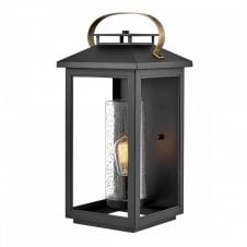 ATWATER Large Wall Lantern in Black with Seeded Glass