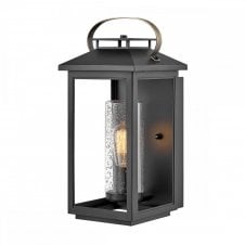 ATWATER Medium Wall Lantern in Black with Seeded Glass Shade