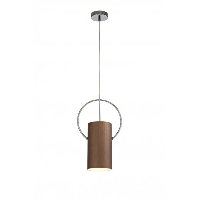 AURA  Tubular Ceiling Pendant in Warm Coffee and Polished Chrome