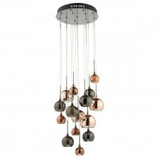 AURELIA 15 light cluster pendant in copper, dark copper and black
