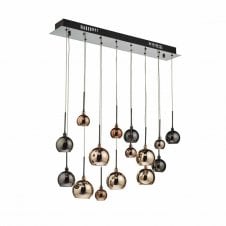 AURELIA 15 pendant bar cluster with copper and black glasses