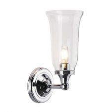 AUSTEN traditional bathroom wall light with clear storm glass shade