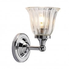 AUSTEN traditional bathroom wall light with ribbed glass shade