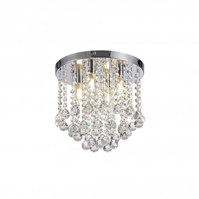 AVA 4 light chrome and crystal bathroom ceiling light