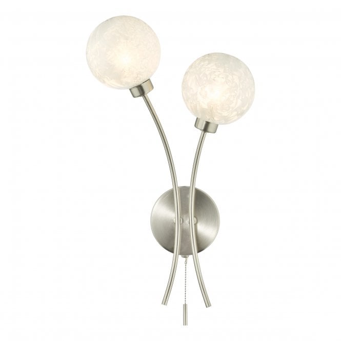 AVARI 2 Light Wall Light Satin Nickel Frosted Glass