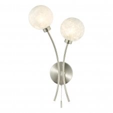 AVARI 2 Light Wall Light Satin Nickel Frosted Glass