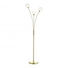 AVARI 3 light satin brass floor lamp with ice effect glass shades