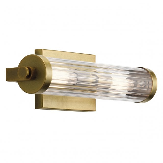 AZORES 2 Light Wall Light in Brass with Ribbed Glass
