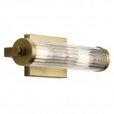 AZORES 2 Light Wall Light in Brass with Ribbed Glass