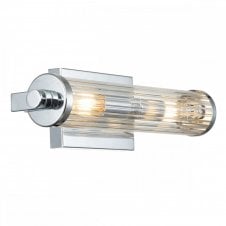 AZORES 2 Light Wall Light in Chrome with Ribbed Glass