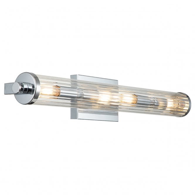 AZORES 4 Light Wall Light in Chrome with Ribbed Glass