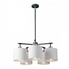 BALANCE 5lt Chandelier | Black with Polished Nickel Accents | White Shades