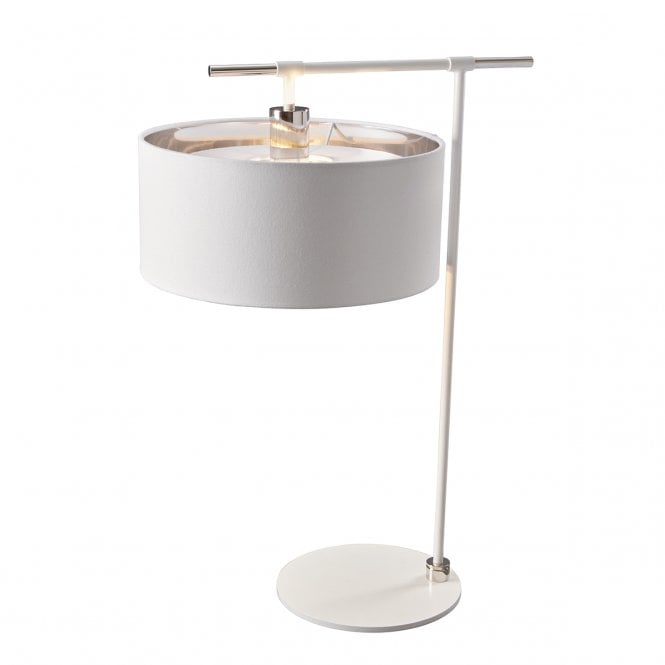 BALANCE contemproary white and polished nickel table lamp