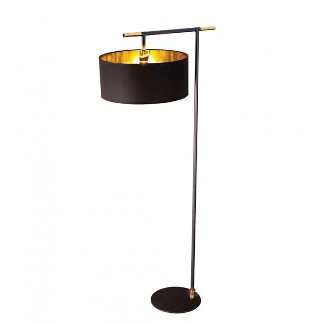 BALANCE Floor Lamp | Black with Polished Brass Accents | Black Shade