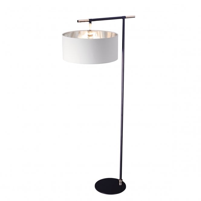 BALANCE Floor Lamp | Black with Polished Nickel Accents | White Shade