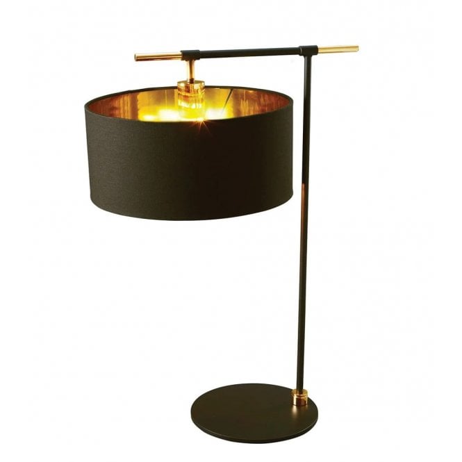BALANCE Table Lamp | Black with Polished Brass Accents | Black Shade
