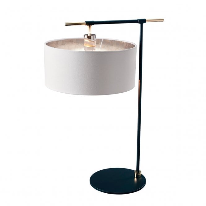 BALANCE Table Lamp | Black with Polished Nickel Accents | White Shade